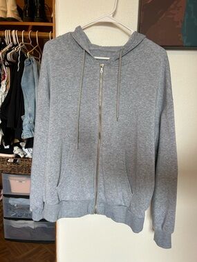 SHEIN Light Gray Zip Hoodie Jacket